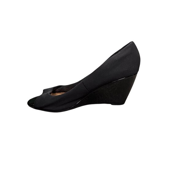 Bandolino Black Peep Toe Wedge Shoes Size 10M Textile Upper Professional Style - Picture 4 of 6